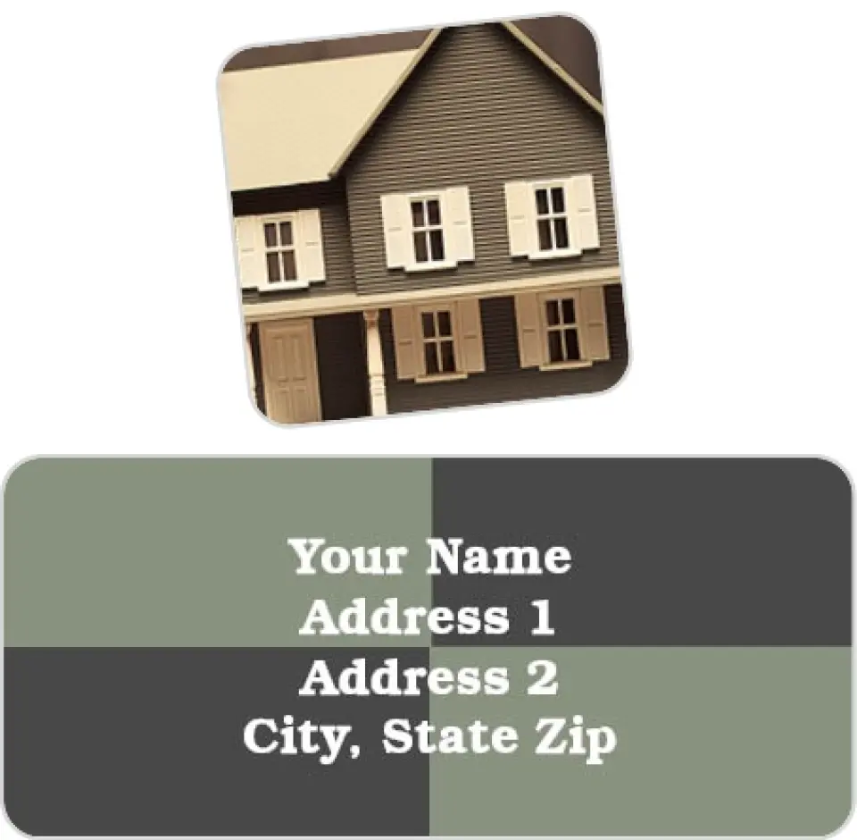 This is a 2¼" x 1" Labels; 1" x 1" Seals Return Address Label called Green Squares - Hands Holding House printed in full color