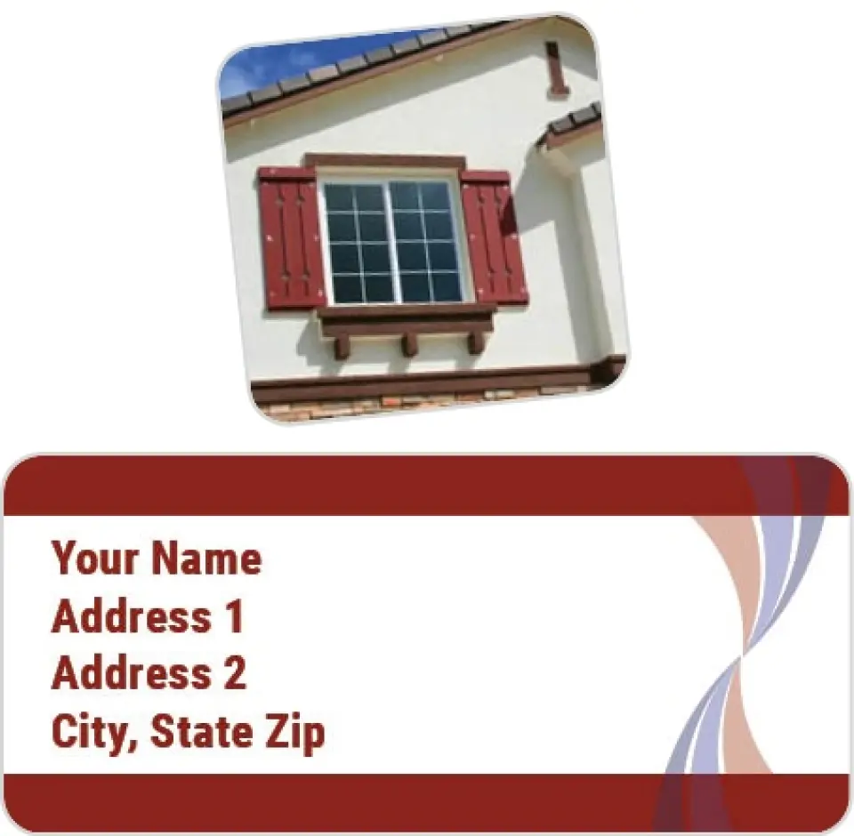 This is a 2¼" x 1" Labels; 1" x 1" Seals Return Address Label called House & Ribbon printed in full color