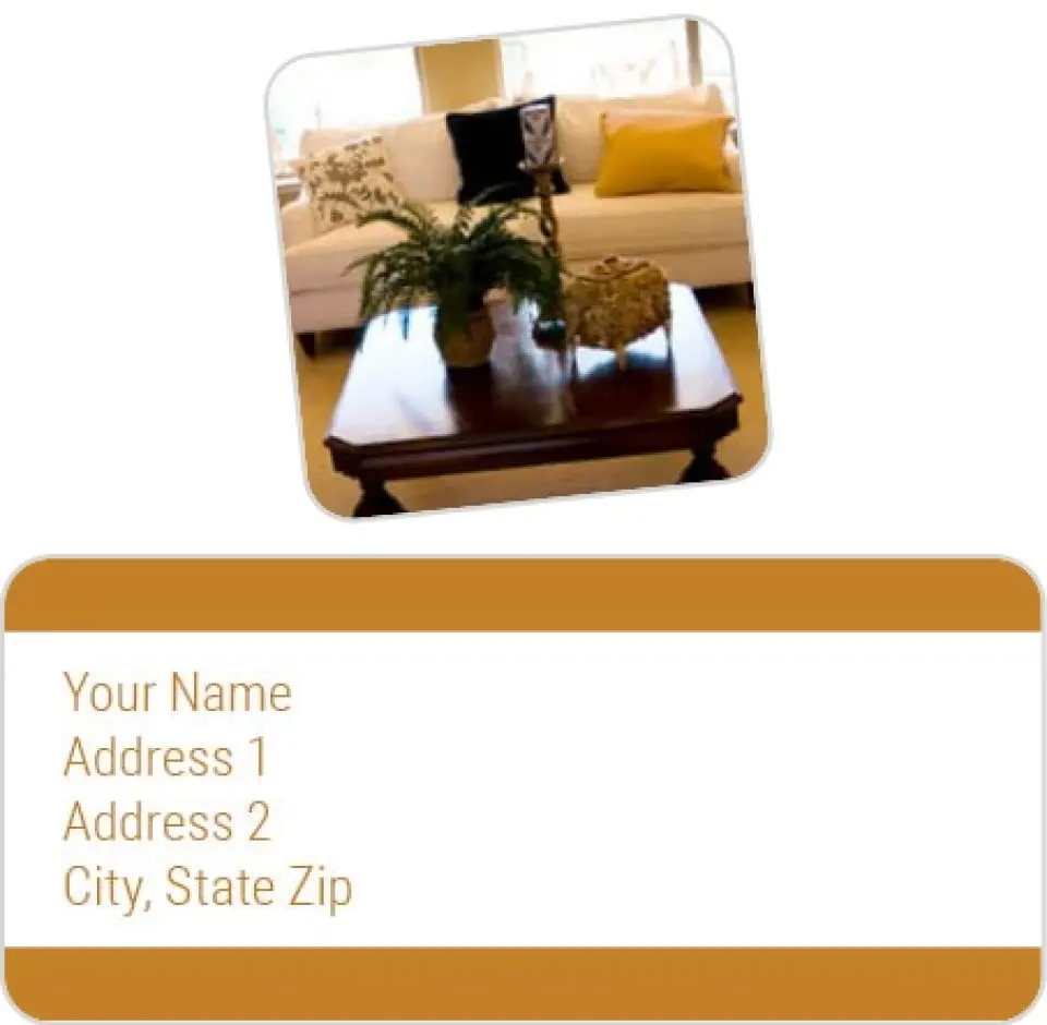 This is a 2¼" x 1" Labels; 1" x 1" Seals Return Address Label called Living Room printed in full color