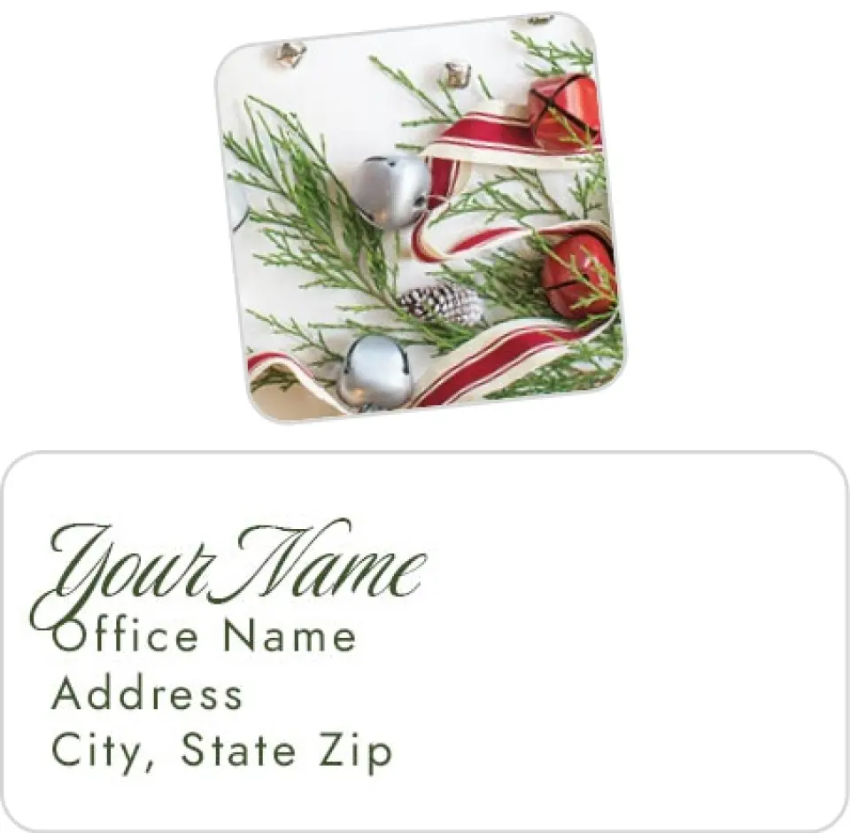 This is a 2¼" x 1" Labels; 1" x 1" Seals Return Address Label called Happy Holidays printed in full color