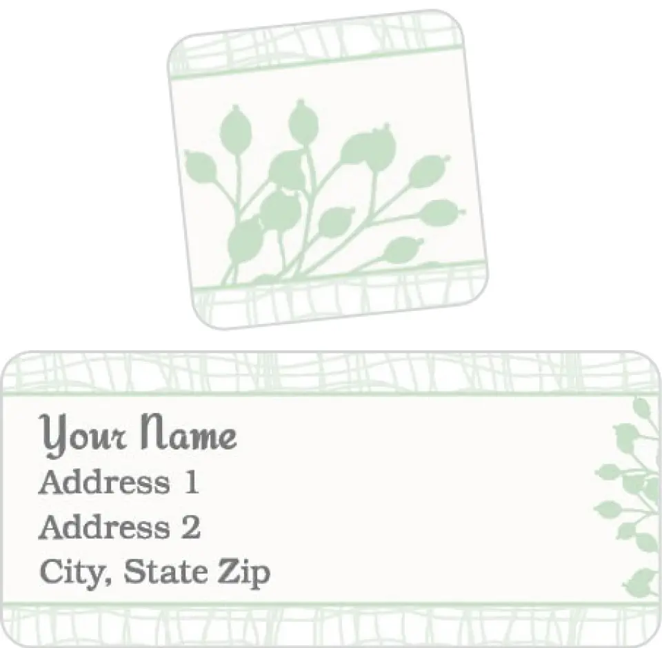 This is a 2¼" x 1" Labels; 1" x 1" Seals Return Address Label called Branching Border printed in full color