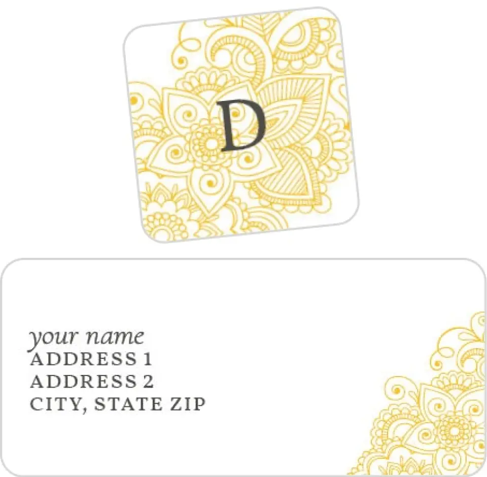 This is a 2¼" x 1" Labels; 1" x 1" Seals Return Address Label called Refined Flourish printed in full color