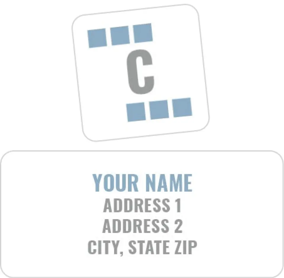 This is a 2¼" x 1" Labels; 1" x 1" Seals Return Address Label called Squared Finish printed in full color