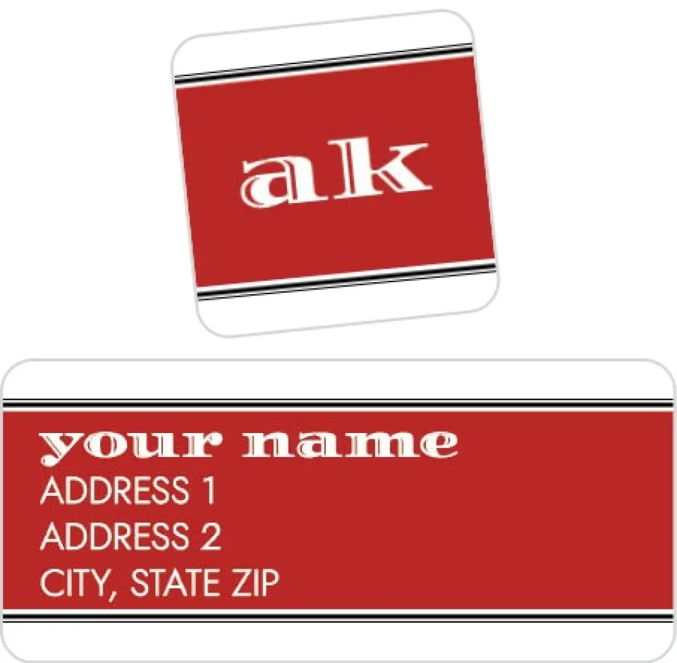 This is a 2¼" x 1" Labels; 1" x 1" Seals Return Address Label called Striped Signature printed in full color