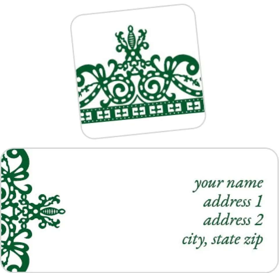 This is a 2¼" x 1" Labels; 1" x 1" Seals Return Address Label called Regal Border printed in full color