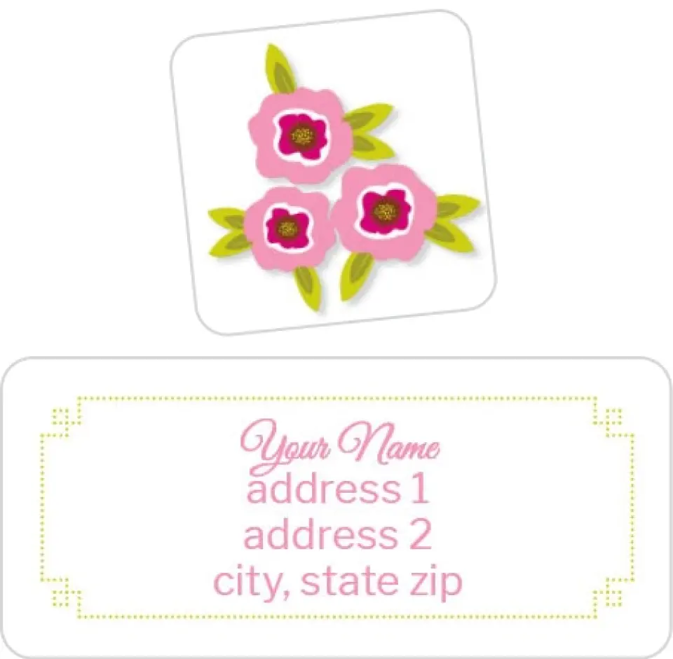 This is a 2¼" x 1" Labels; 1" x 1" Seals Return Address Label called Spring Poppies printed in full color