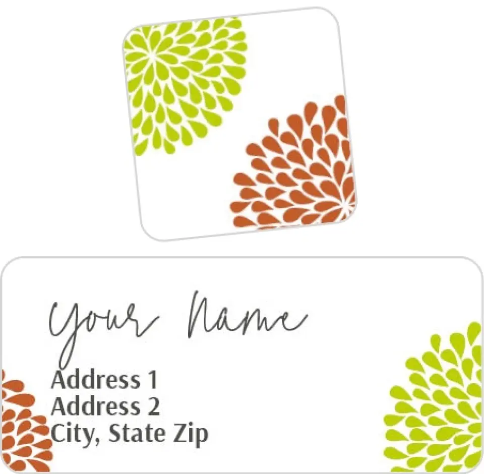 This is a 2¼" x 1" Labels; 1" x 1" Seals Return Address Label called Bold Blossoms printed in full color