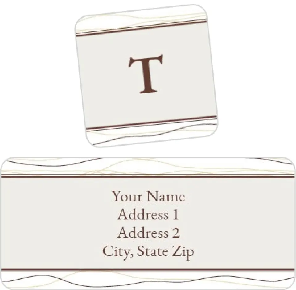 This is a 2¼" x 1" Labels; 1" x 1" Seals Return Address Label called Signature Wood Grain printed in full color