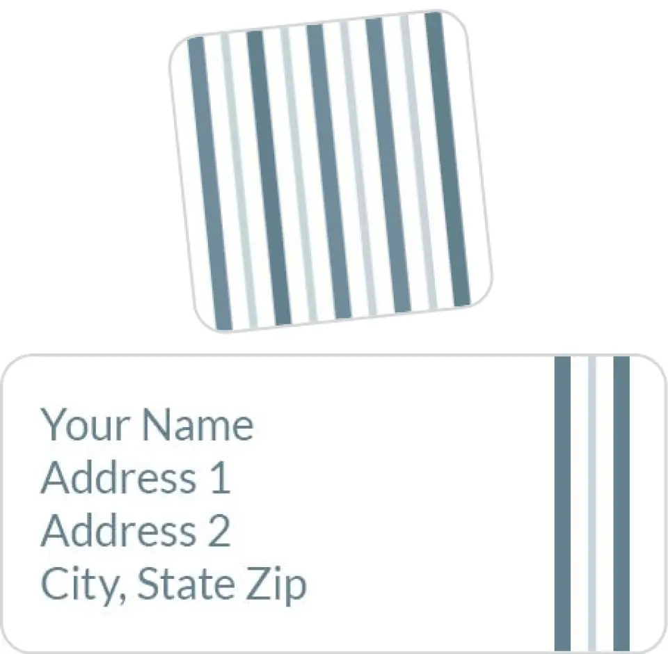 This is a 2¼" x 1" Labels; 1" x 1" Seals Return Address Label called Sleek Stripes printed in full color