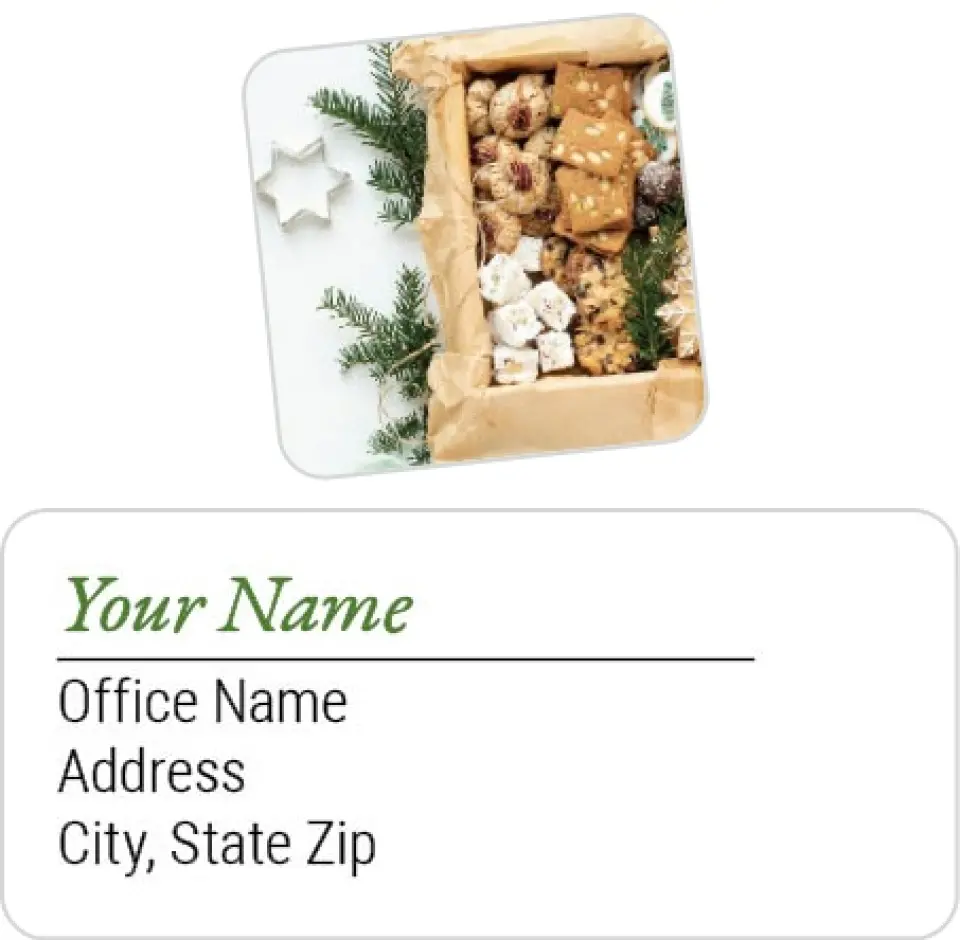 This is a 2¼" x 1" Labels; 1" x 1" Seals Return Address Label called Everyday Meals Made Easy printed in full color