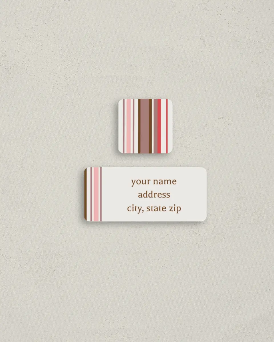 This is a 2¼" x 1" Labels; 1" x 1" Seals Return Address Label called Colorful Stripes printed in full color