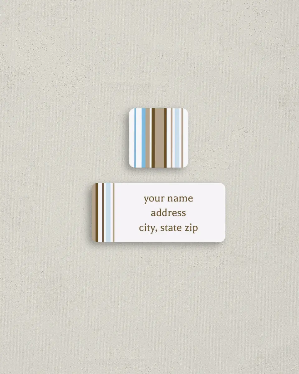 This is a 2¼" x 1" Labels; 1" x 1" Seals Return Address Label called Colorful Stripes printed in full color