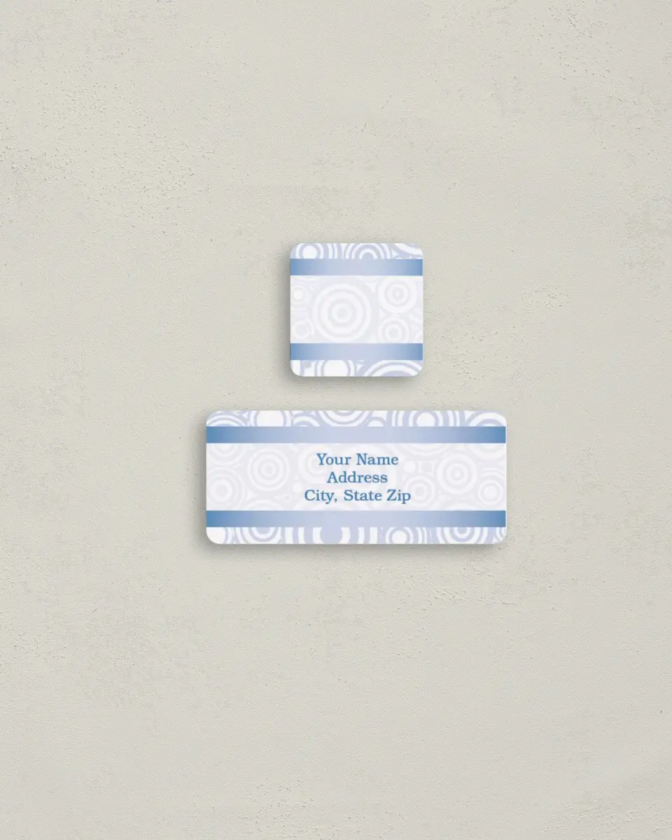 This is a 2¼" x 1" Labels; 1" x 1" Seals Return Address Label called Circle Arch printed in full color