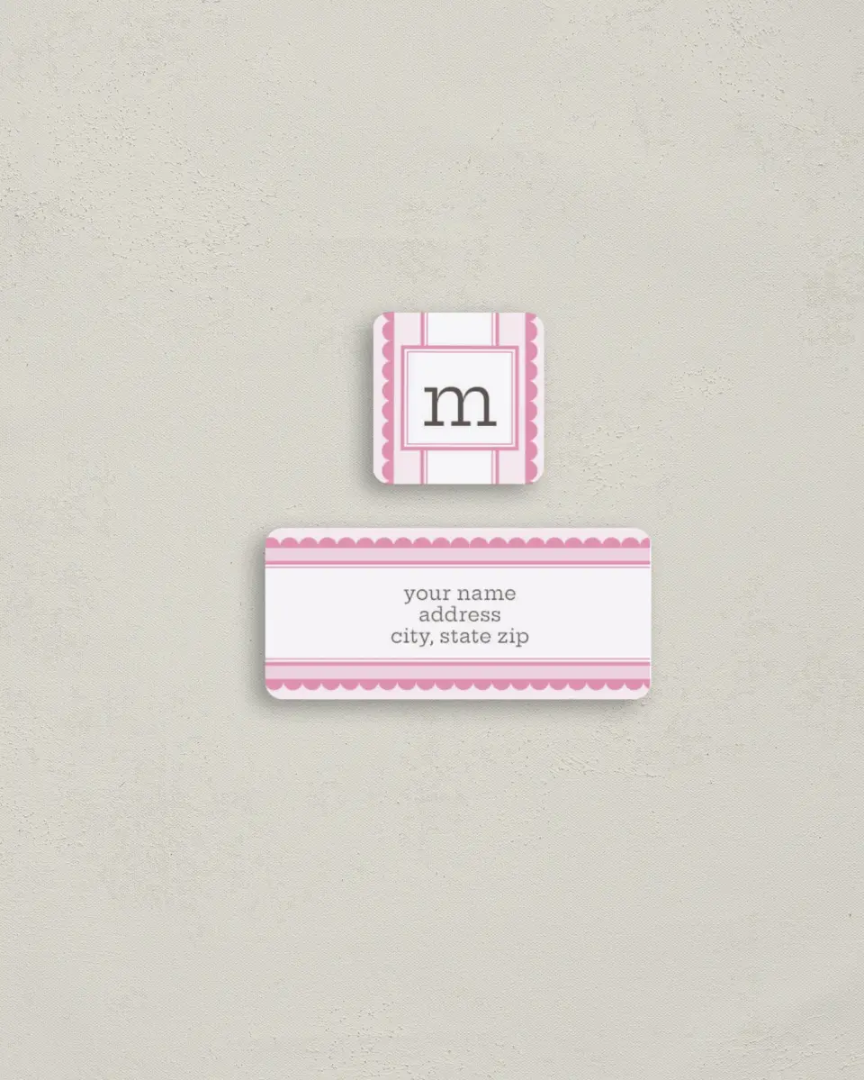 This is a 2¼" x 1" Labels; 1" x 1" Seals Return Address Label called Ribbon printed in full color