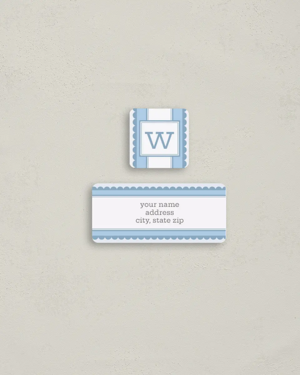 This is a 2¼" x 1" Labels; 1" x 1" Seals Return Address Label called Ribbon printed in full color