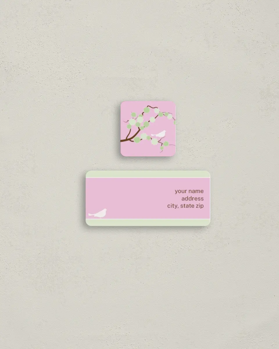 This is a 2¼" x 1" Labels; 1" x 1" Seals Return Address Label called Spring Branch printed in full color