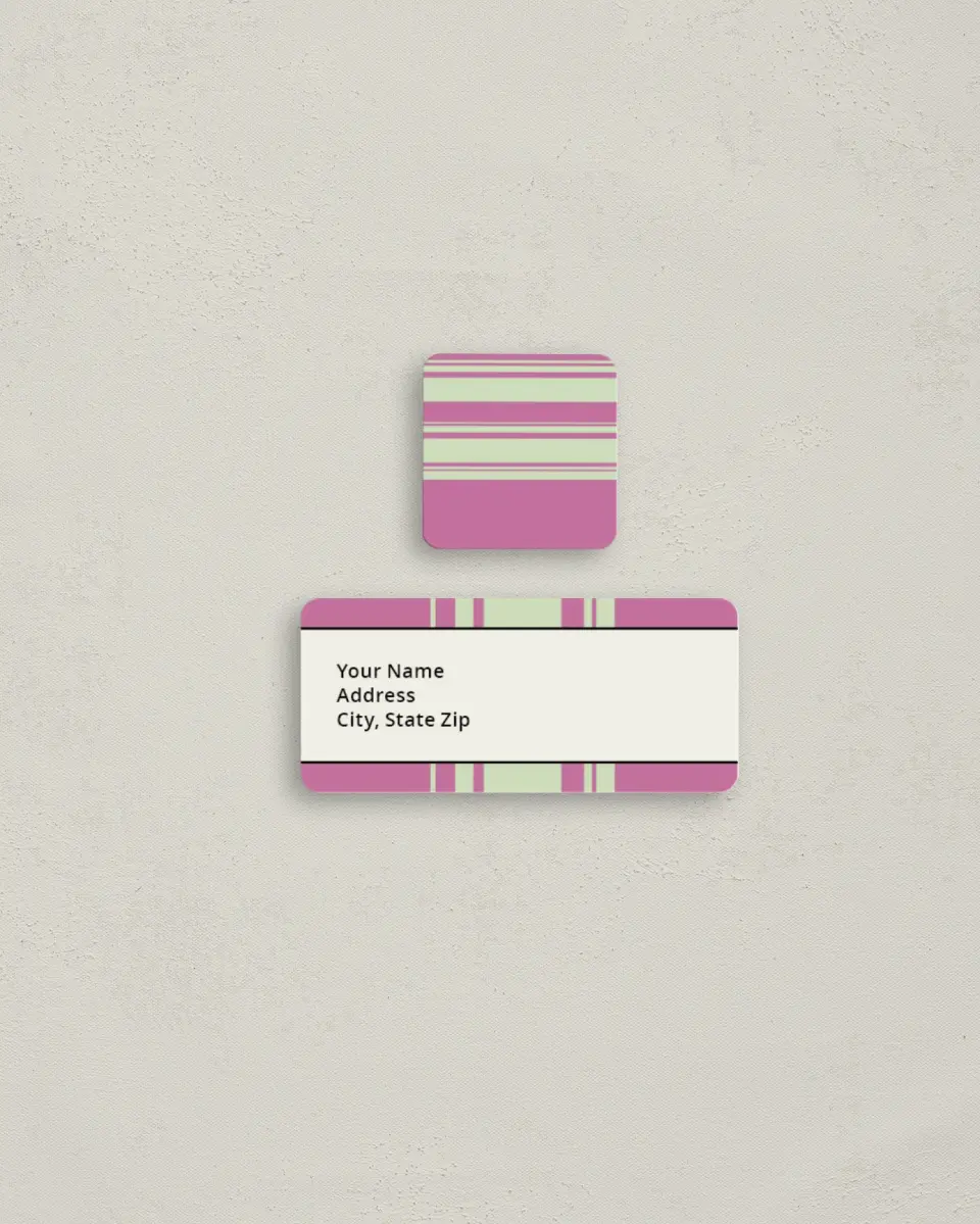 This is a 2¼" x 1" Labels; 1" x 1" Seals Return Address Label called Casual Stripes printed in full color