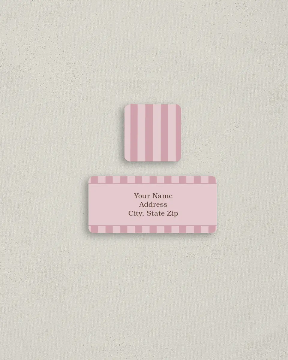 This is a 2¼" x 1" Labels; 1" x 1" Seals Return Address Label called Stripes printed in full color