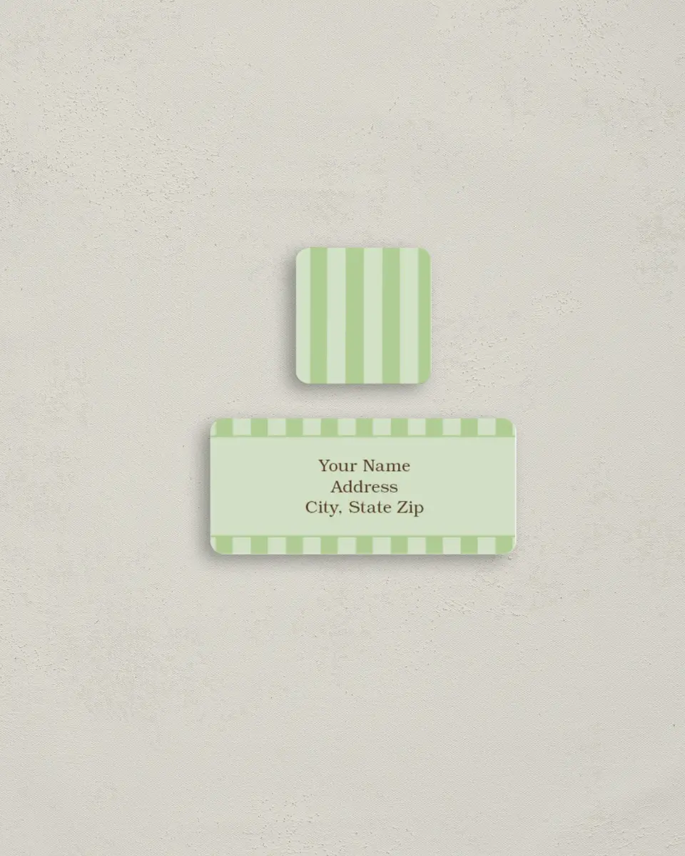 This is a 2¼" x 1" Labels; 1" x 1" Seals Return Address Label called Stripes printed in full color