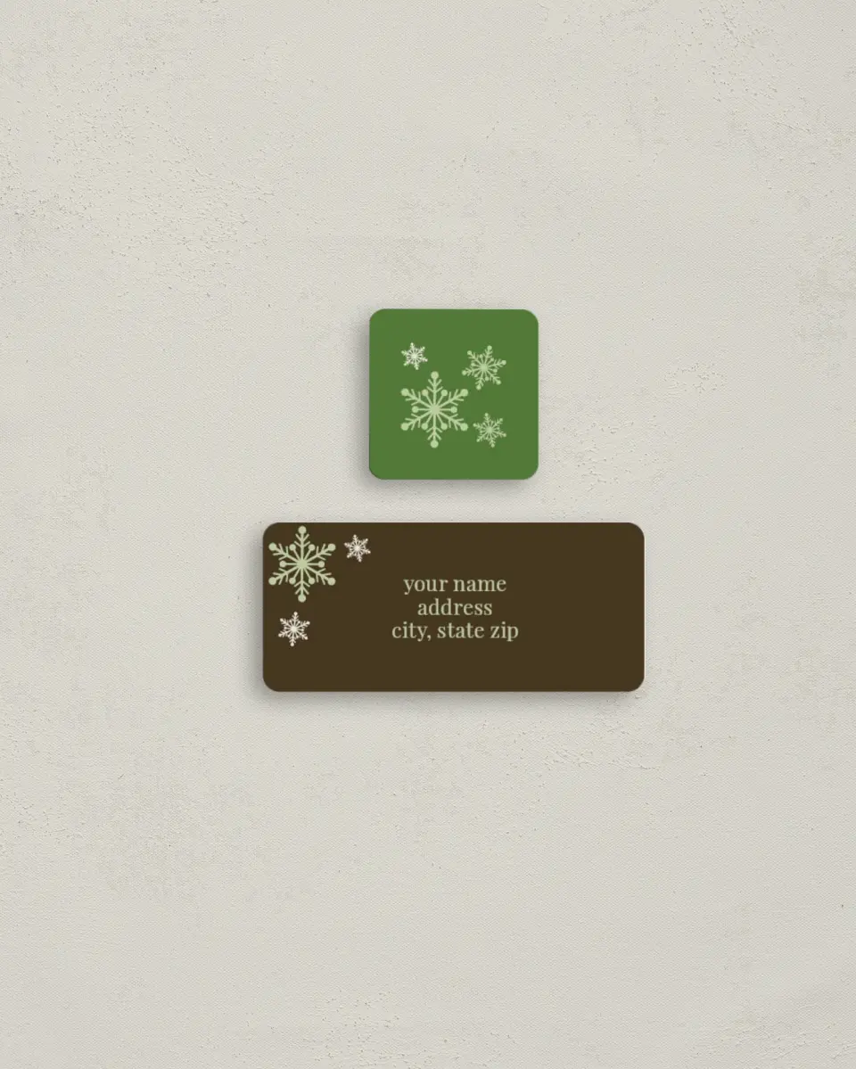 This is a 2¼" x 1" Labels; 1" x 1" Seals Return Address Label called Chocolate Squares printed in full color