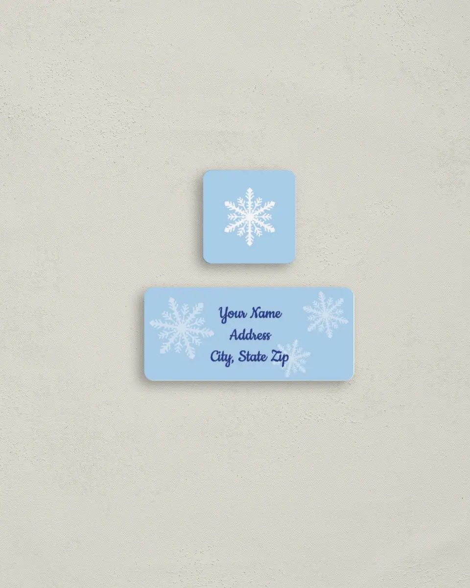 This is a 2¼" x 1" Labels; 1" x 1" Seals Return Address Label called Winter Season printed in full color