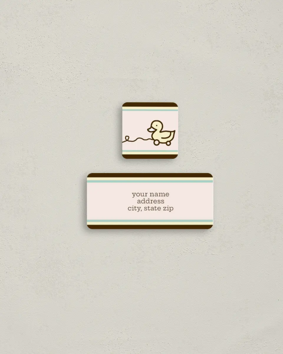 This is a 2¼" x 1" Labels; 1" x 1" Seals Return Address Label called Little Ducky printed in full color