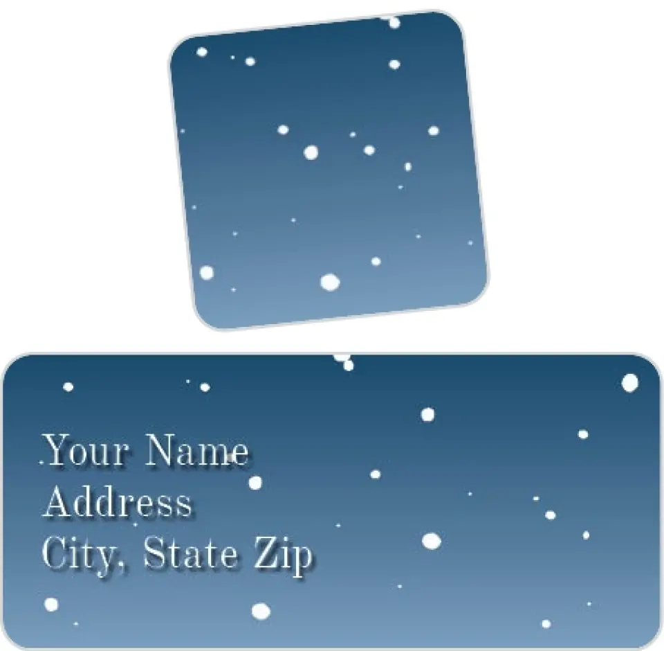This is a 2¼" x 1" Labels; 1" x 1" Seals Return Address Label called Snowfall printed in full color