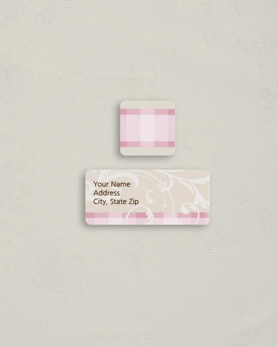 This is a 2¼" x 1" Labels; 1" x 1" Seals Return Address Label called Sweet Girl Swirls printed in full color