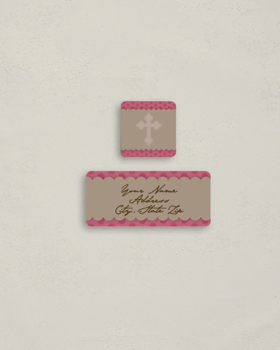 This is a 2¼" x 1" Labels; 1" x 1" Seals Return Address Label called Translucent Cross printed in full color