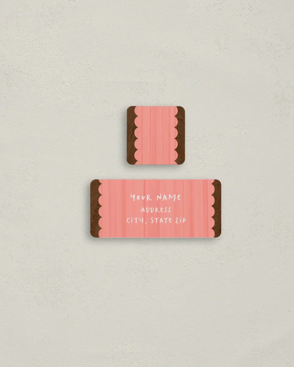 This is a 2¼" x 1" Labels; 1" x 1" Seals Return Address Label called Hearts Whispered printed in full color