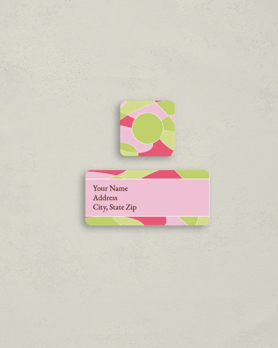 This is a 2¼" x 1" Labels; 1" x 1" Seals Return Address Label called Stain Glass printed in full color