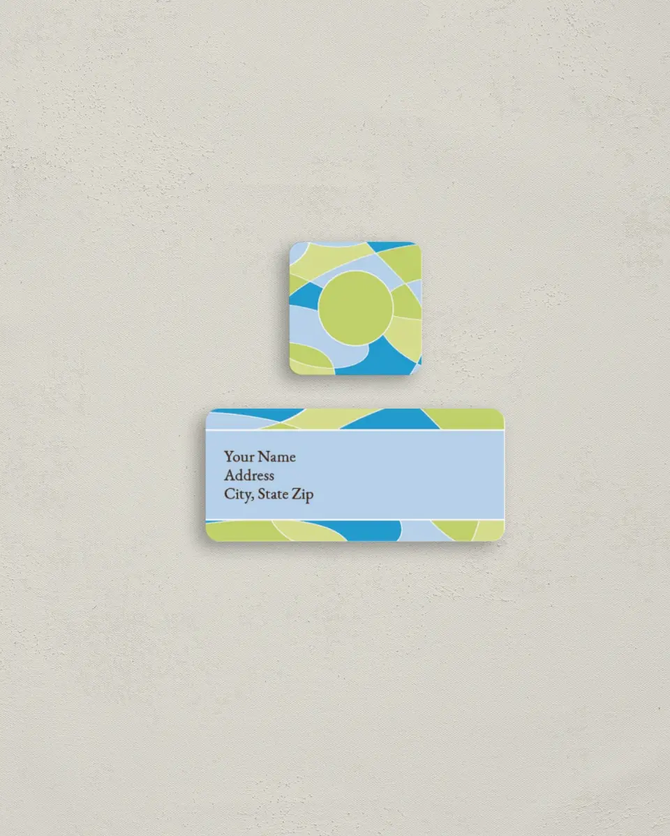 This is a 2¼" x 1" Labels; 1" x 1" Seals Return Address Label called Stain Glass printed in full color