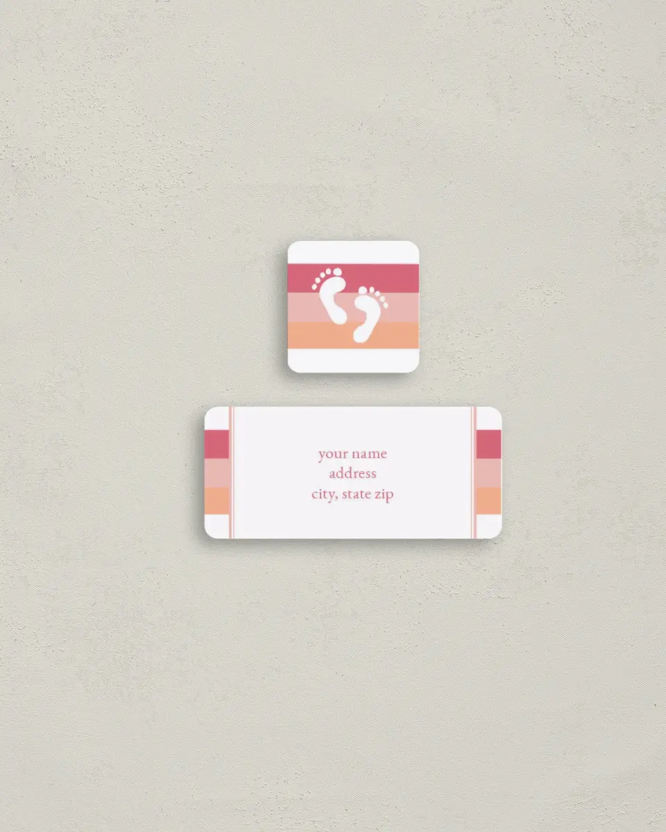 This is a 2¼" x 1" Labels; 1" x 1" Seals Return Address Label called Baby Stripes printed in full color