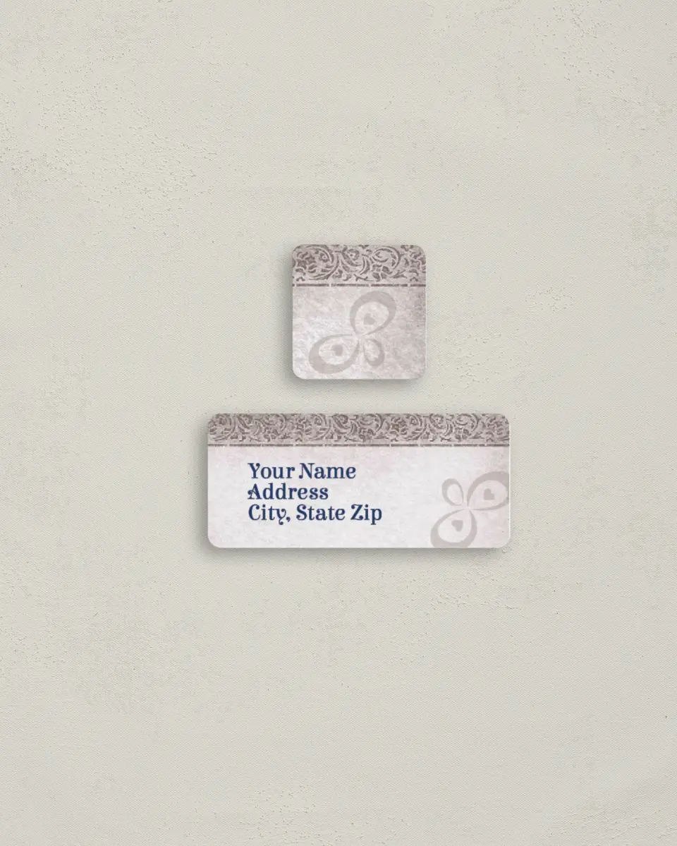 This is a 2¼" x 1" Labels; 1" x 1" Seals Return Address Label called A Heart for Vintage printed in full color