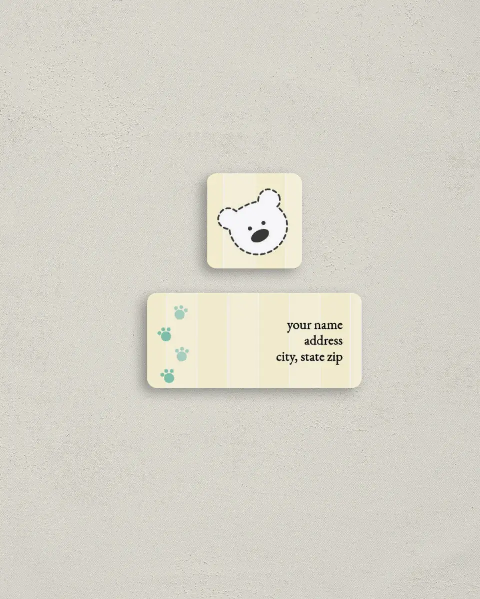 This is a 2¼" x 1" Labels; 1" x 1" Seals Return Address Label called Little Bears printed in full color