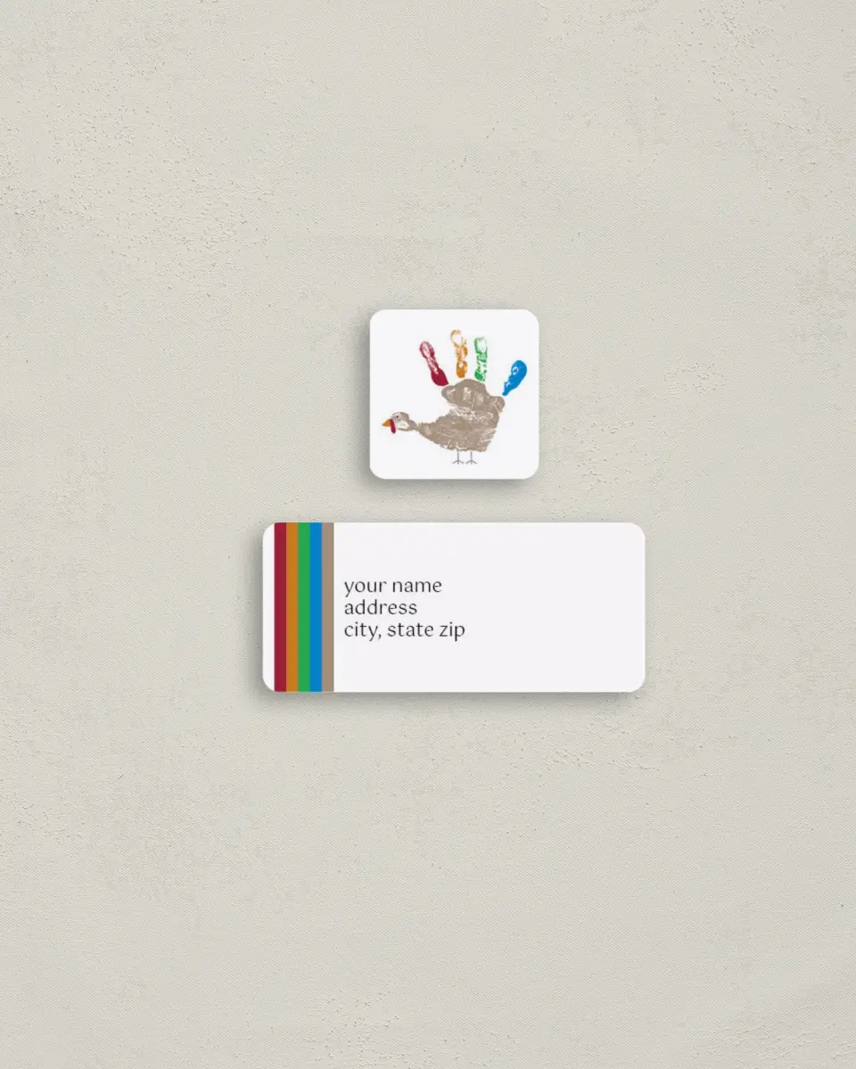 This is a 2¼" x 1" Labels; 1" x 1" Seals Return Address Label called Turkey Talk printed in full color