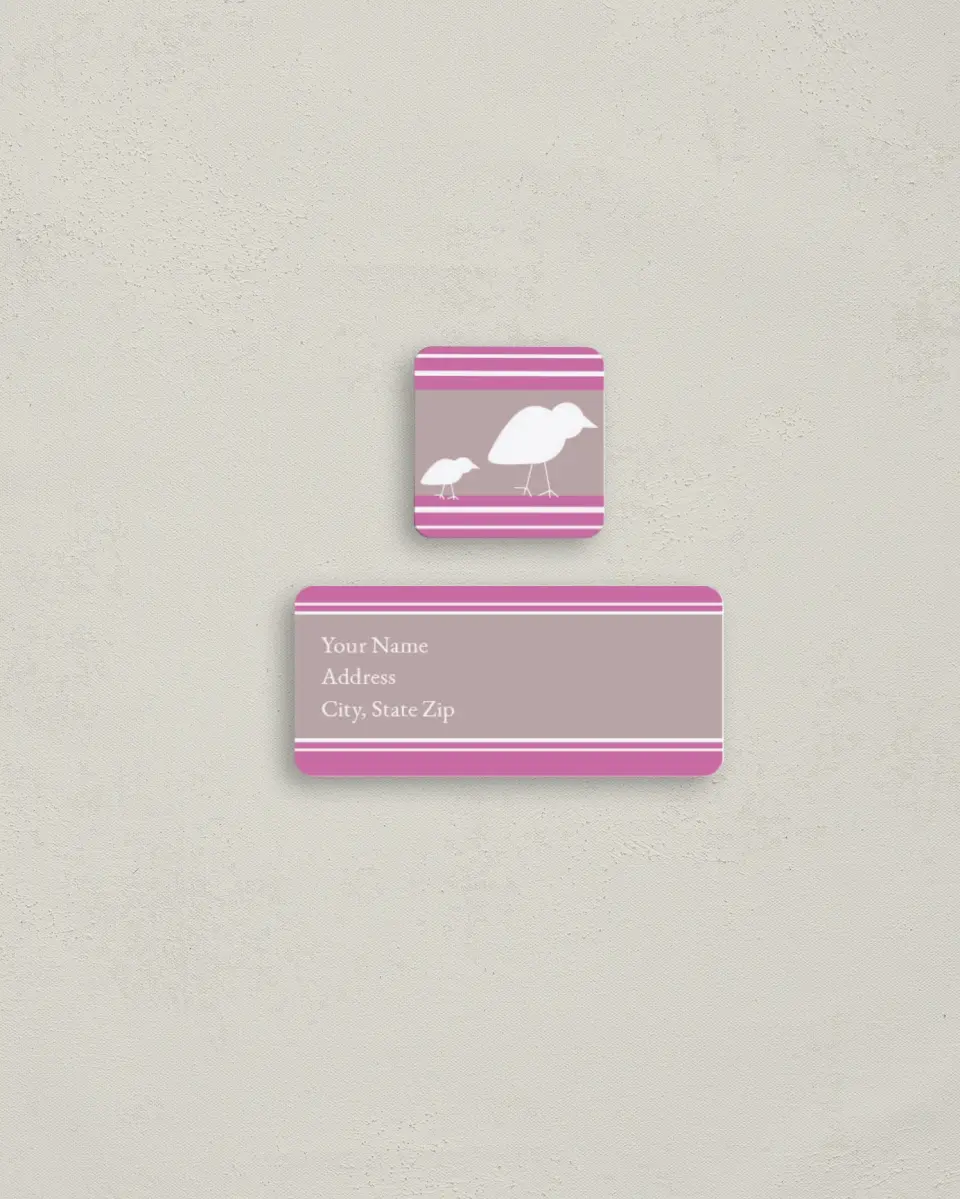 This is a 2¼" x 1" Labels; 1" x 1" Seals Return Address Label called Little Chickadees printed in full color