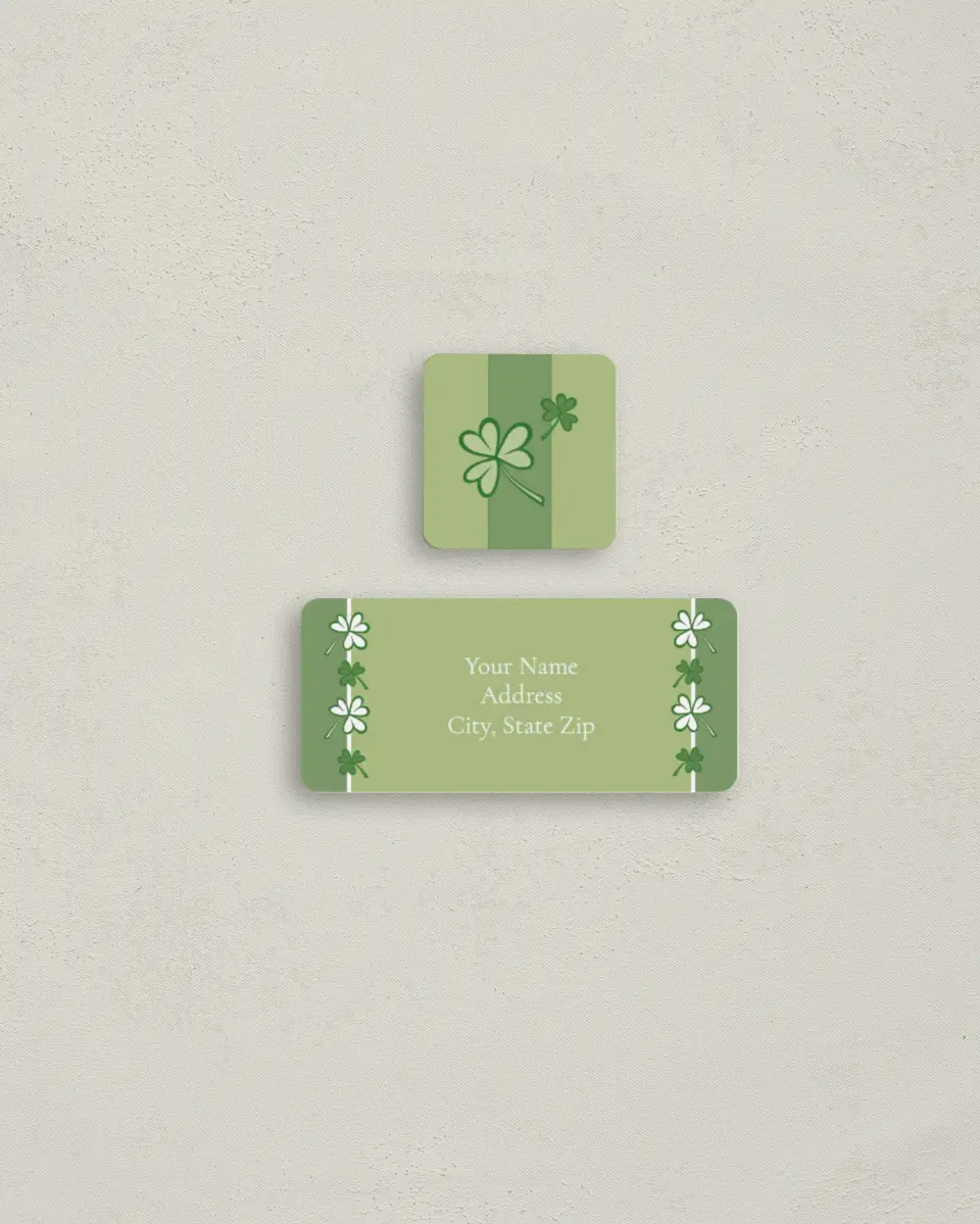 This is a 2¼" x 1" Labels; 1" x 1" Seals Return Address Label called Simple Shamrock printed in full color