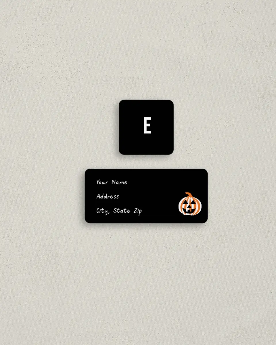 This is a 2¼" x 1" Labels; 1" x 1" Seals Return Address Label called Pumpkins printed in full color