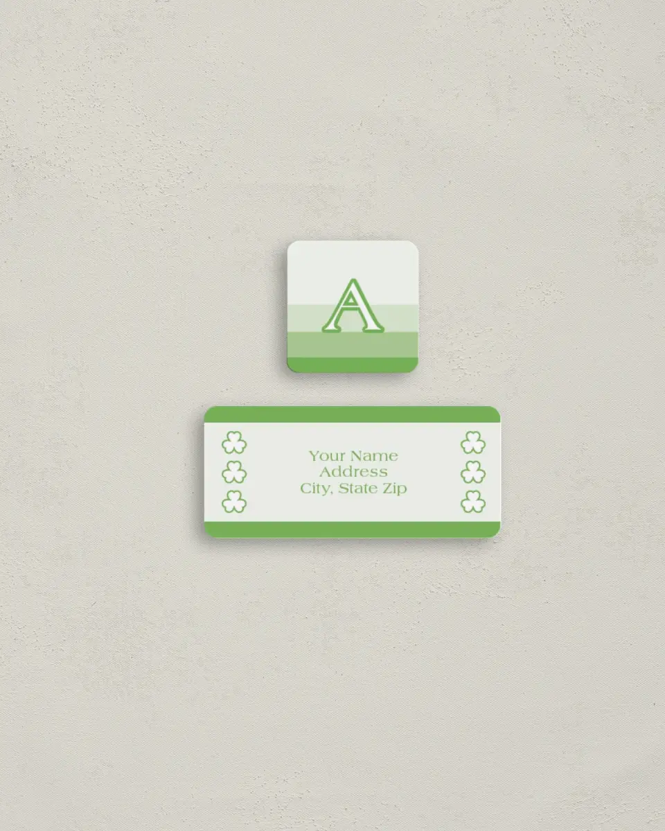This is a 2¼" x 1" Labels; 1" x 1" Seals Return Address Label called Irish Delight printed in full color