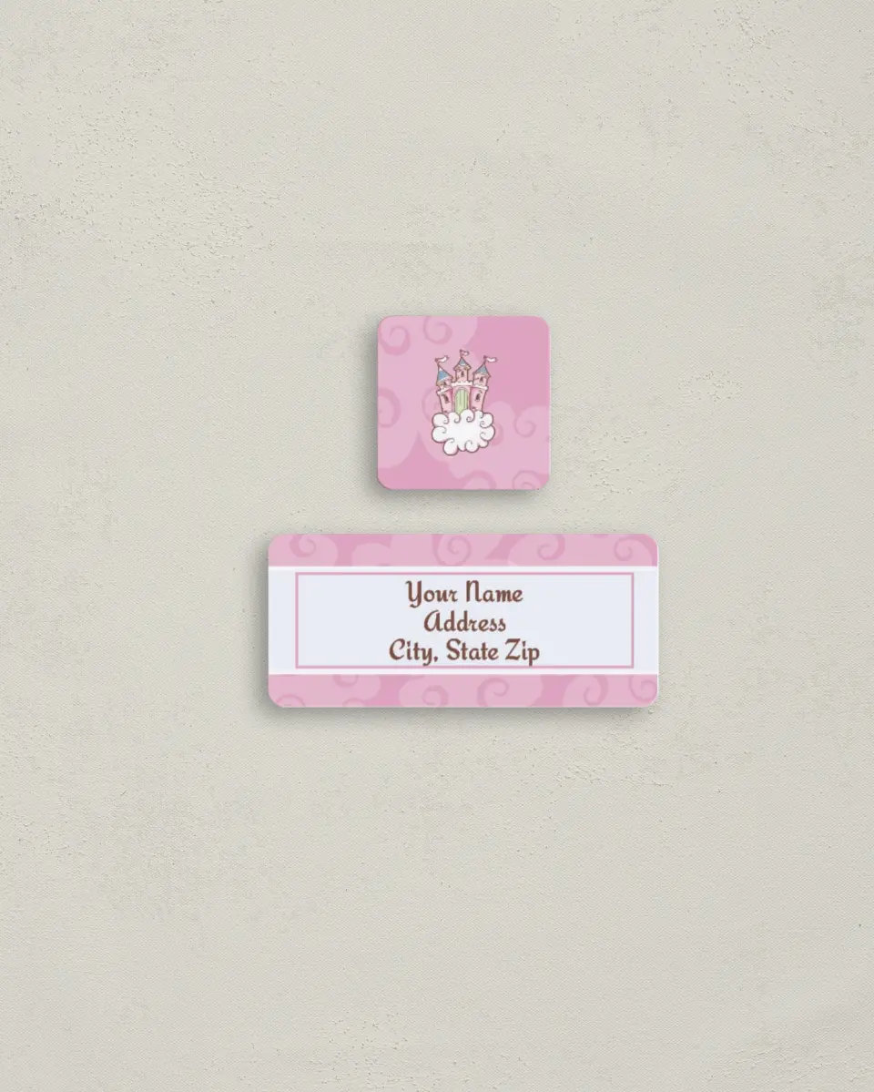 This is a 2¼" x 1" Labels; 1" x 1" Seals Return Address Label called It's a Princess Party! printed in full color