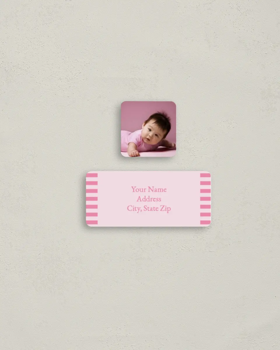 This is a 2¼" x 1" Labels; 1" x 1" Seals Return Address Label called Butterfly Baby printed in full color