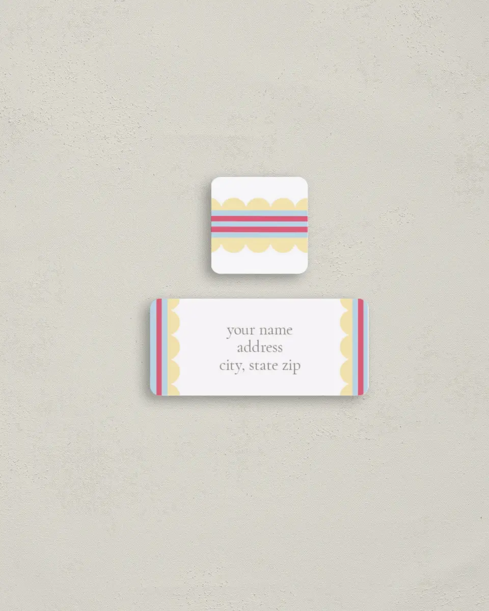 This is a 2¼" x 1" Labels; 1" x 1" Seals Return Address Label called B is for Baby printed in full color