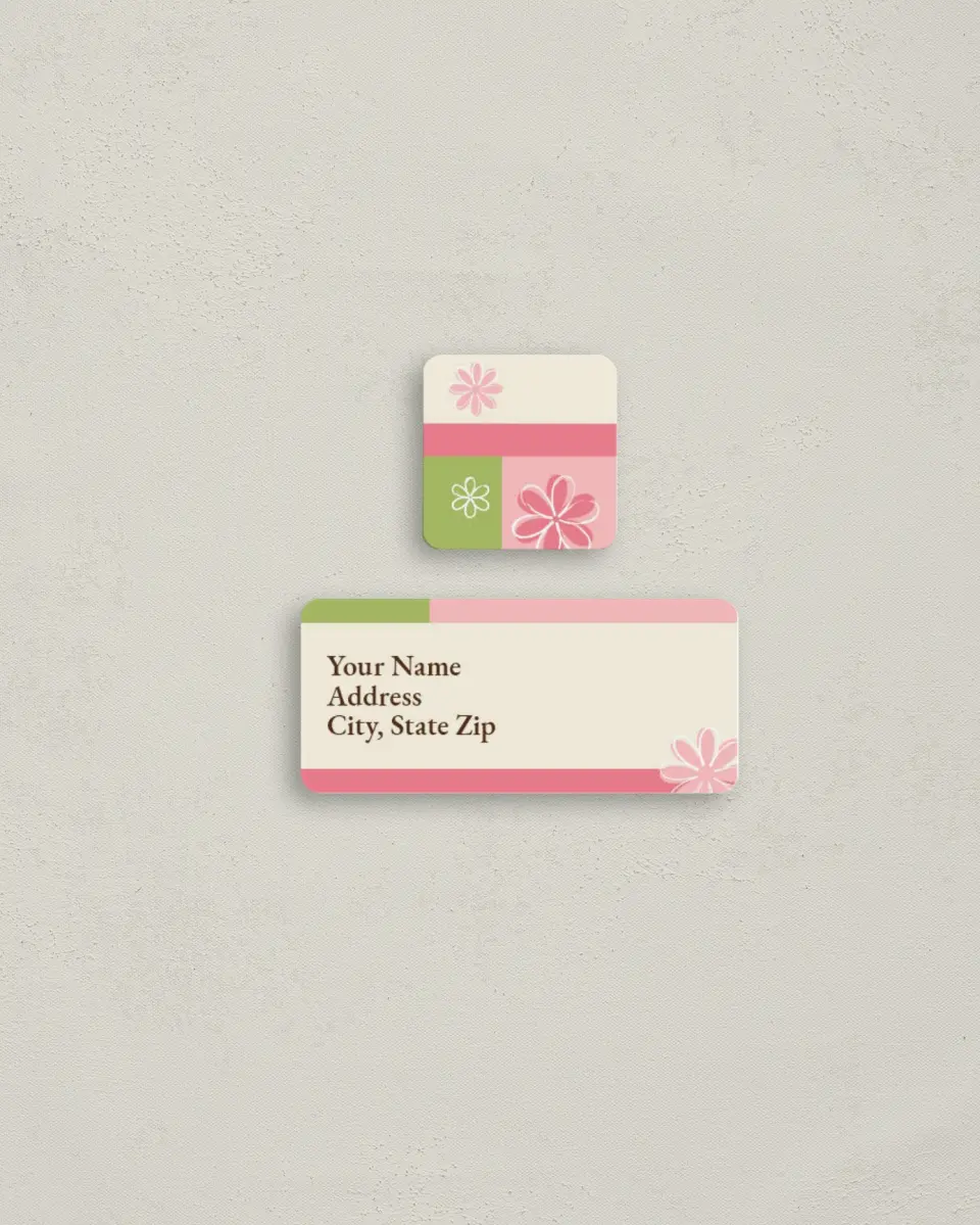 This is a 2¼" x 1" Labels; 1" x 1" Seals Return Address Label called Stylish Stems printed in full color