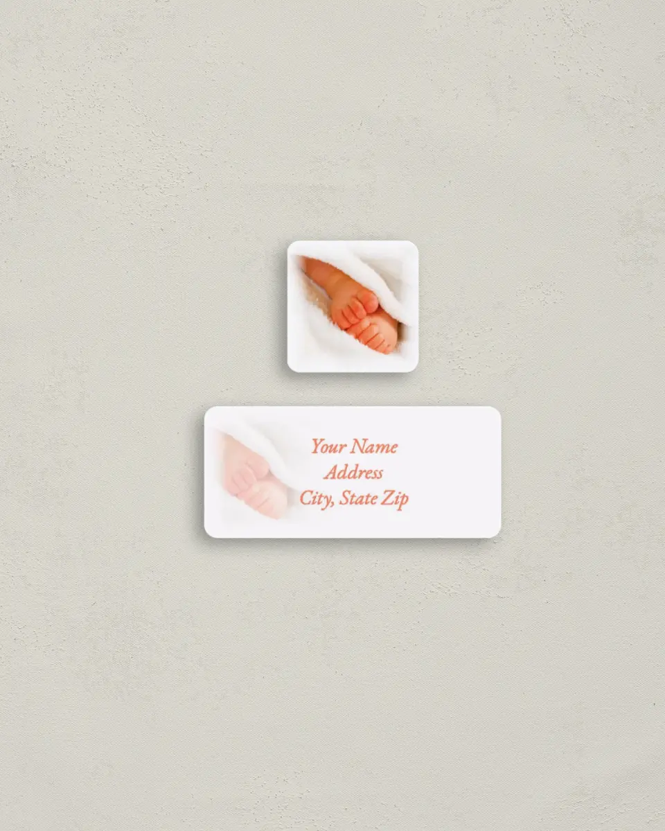 This is a 2¼" x 1" Labels; 1" x 1" Seals Return Address Label called Growing by Two Feet printed in full color