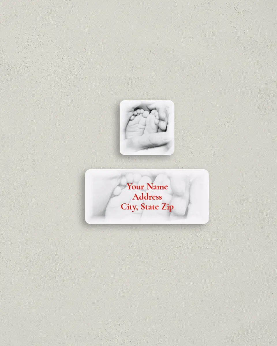 This is a 2¼" x 1" Labels; 1" x 1" Seals Return Address Label called Little Piggies printed in full color