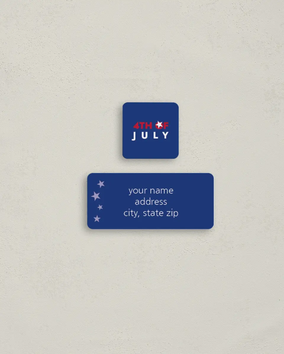 This is a 2¼" x 1" Labels; 1" x 1" Seals Return Address Label called Star Display printed in full color