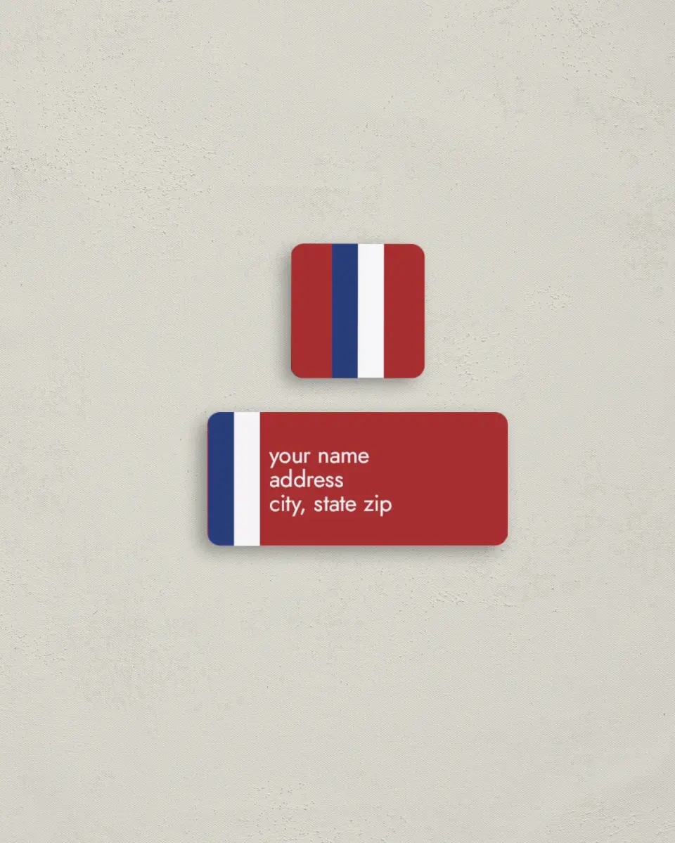 This is a 2¼" x 1" Labels; 1" x 1" Seals Return Address Label called Patriotic printed in full color