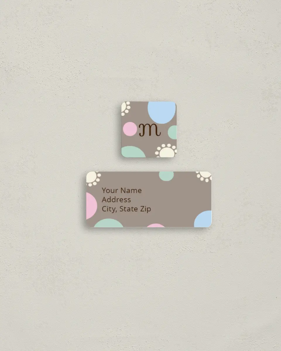 This is a 2¼" x 1" Labels; 1" x 1" Seals Return Address Label called Sweet Dots printed in full color