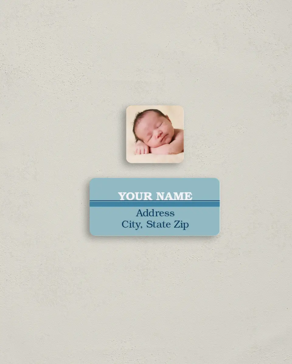 This is a 2¼" x 1" Labels; 1" x 1" Seals Return Address Label called Blissful - Boy printed in full color